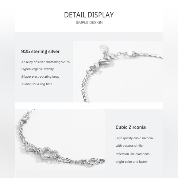 Sterling silver diamond heart bracelet - Picture 5 of 5